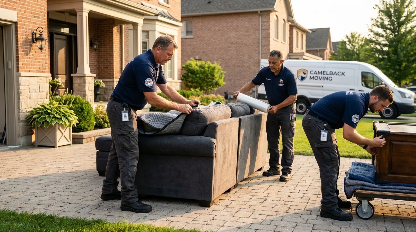 Large estate moving crew wrapping furniture in Ritzville, WA