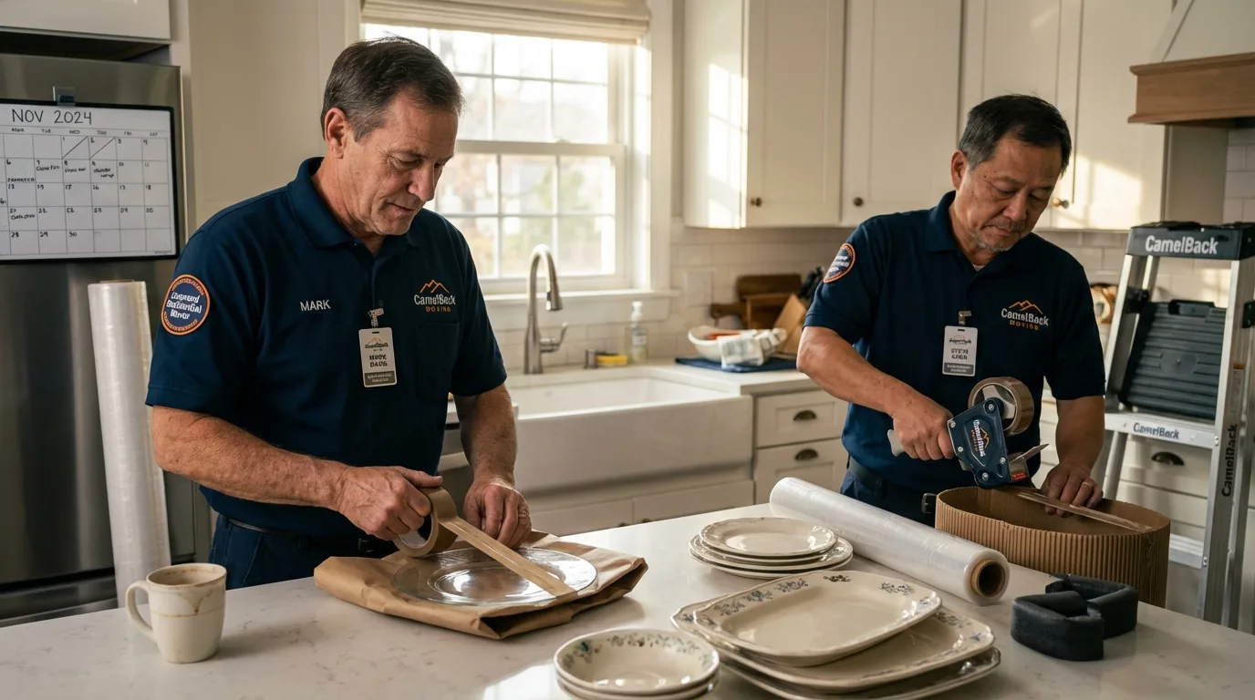 Professional crew packing kitchen dishware in Ritzville, WA